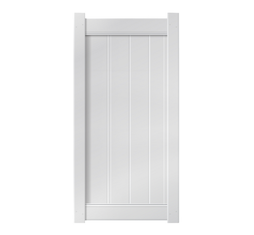 3’ x 6’ White Single Swing Vinyl Gate