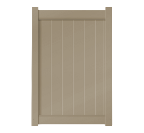 4' x 6' Khaki Single Swing Vinyl Gate