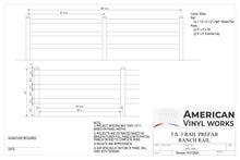 5' Tall x 8' Wide 3-Rail Ranch Rail Fence Panel For Vinyl Fences (AFC-19A)