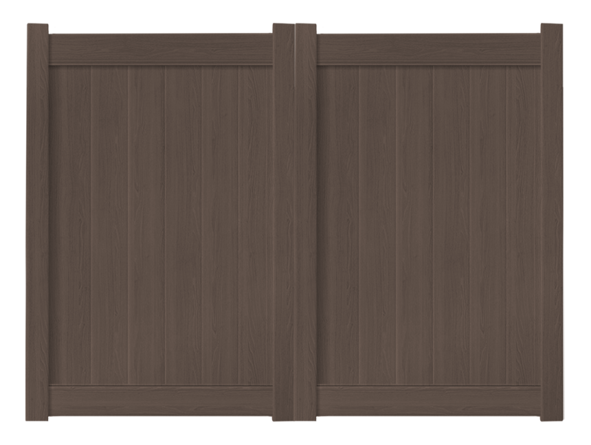 8’ x 6’ Chestnut Brown Double Drive Vinyl Gate