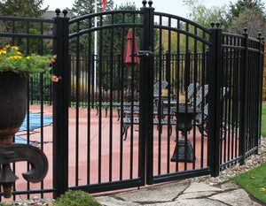 6' Aluminum Ornamental Double Swing Gate - Flat Top Series A - Over Arch