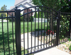 12' Aluminum Ornamental Single Swing Gate - Flat Top Series C - Over Arch