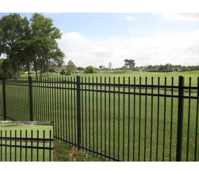 Ornamental Steel Spear Top 8' Wide x 5' Tall 3-Rail Panel with 3-7/8