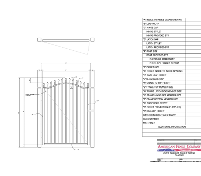 48" x 48" Overscallop Spear Top Single Swing Gate